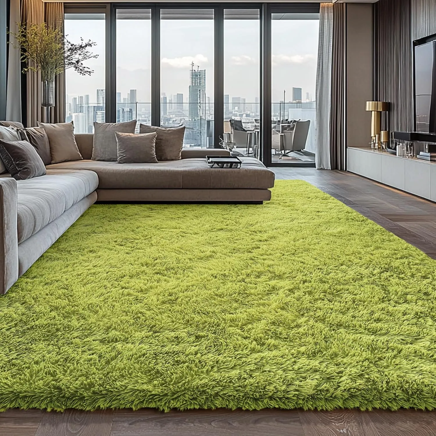 Shag Area Rugs for Bedroom Living Room,4X6 Ultra Soft Fluffy Area Rugs for Dorm, Indoor Carpet Nursery Rugs for Kids Girls Room Home Decor,Green