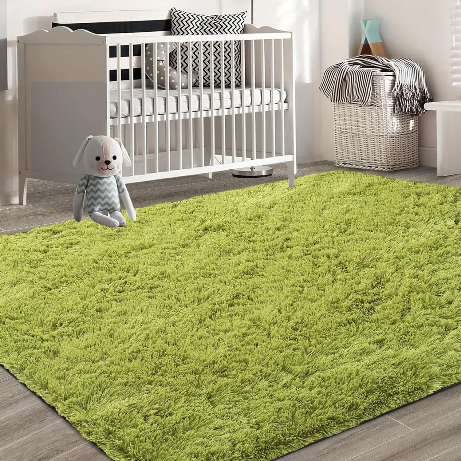 Shag Area Rugs for Bedroom Living Room,4X6 Ultra Soft Fluffy Area Rugs for Dorm, Indoor Carpet Nursery Rugs for Kids Girls Room Home Decor,Green