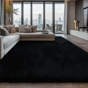 Shag Area Rugs for Bedroom Living Room,4X6 Ultra Soft Fluffy Area Rugs for Dorm, Indoor Carpet Nursery Rugs for Kids Room Home Decor,Black