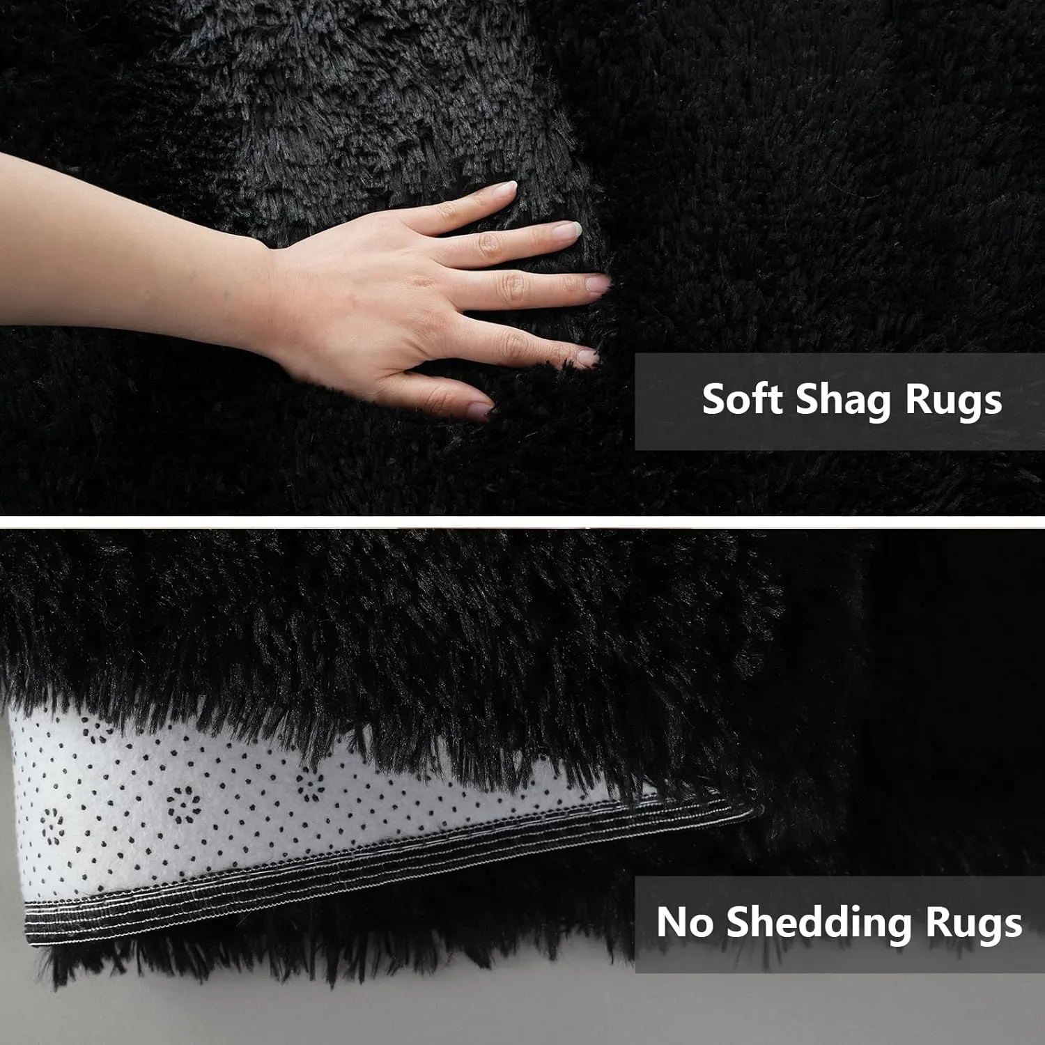 Shag Area Rugs for Bedroom Living Room,4X6 Ultra Soft Fluffy Area Rugs for Dorm, Indoor Carpet Nursery Rugs for Kids Room Home Decor,Black