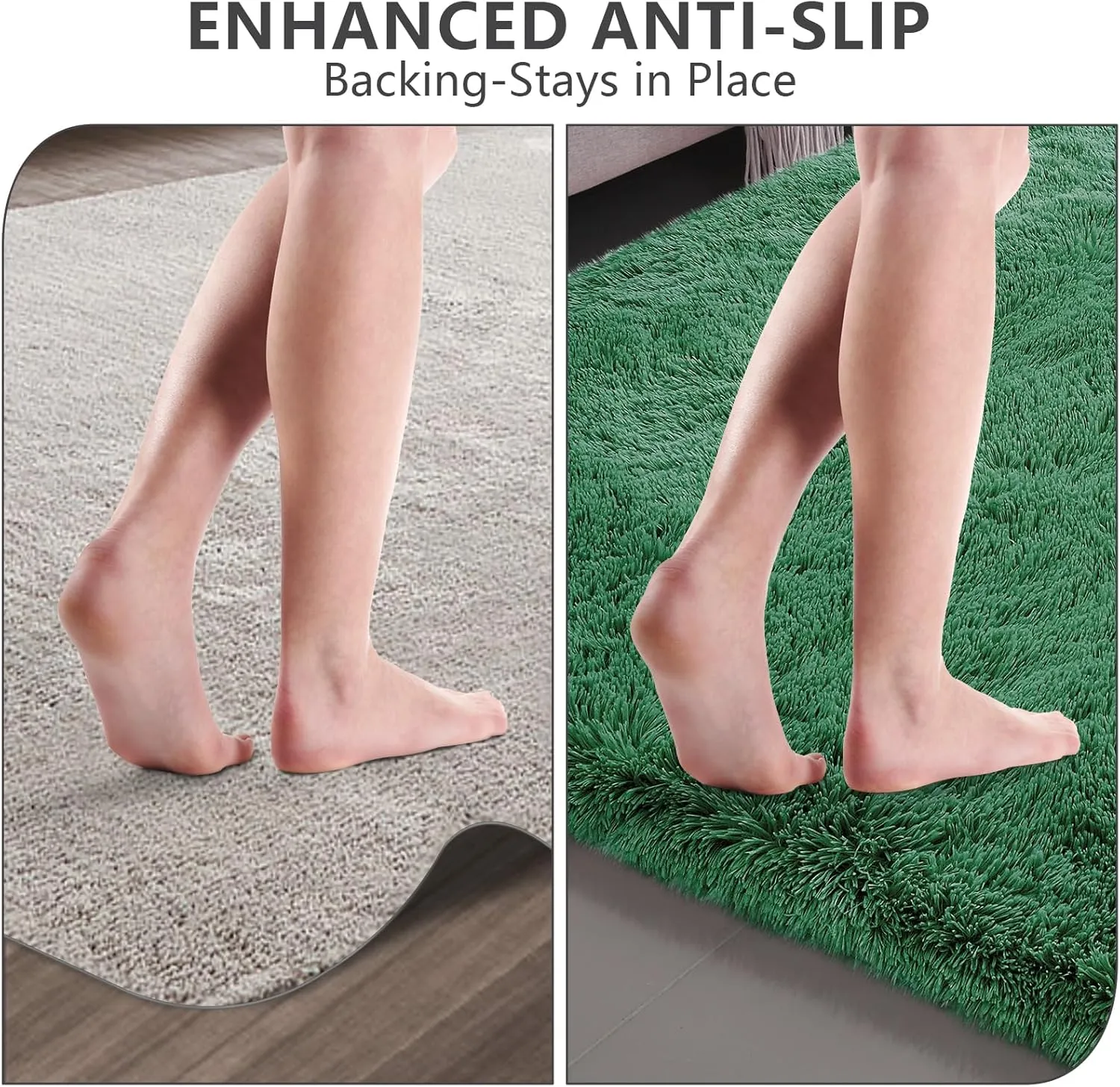 Shag Area Rugs for Bedroom Living Room,4X6 Ultra Soft Fluffy Area Rugs for Dorm, Indoor Carpet Nursery Rugs for Kids Room Home Decor,Dark Green