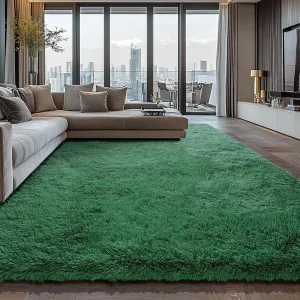 Shag Area Rugs for Bedroom Living Room,4X6 Ultra Soft Fluffy Area Rugs for Dorm, Indoor Carpet Nursery Rugs for Kids Room Home Decor,Dark Green