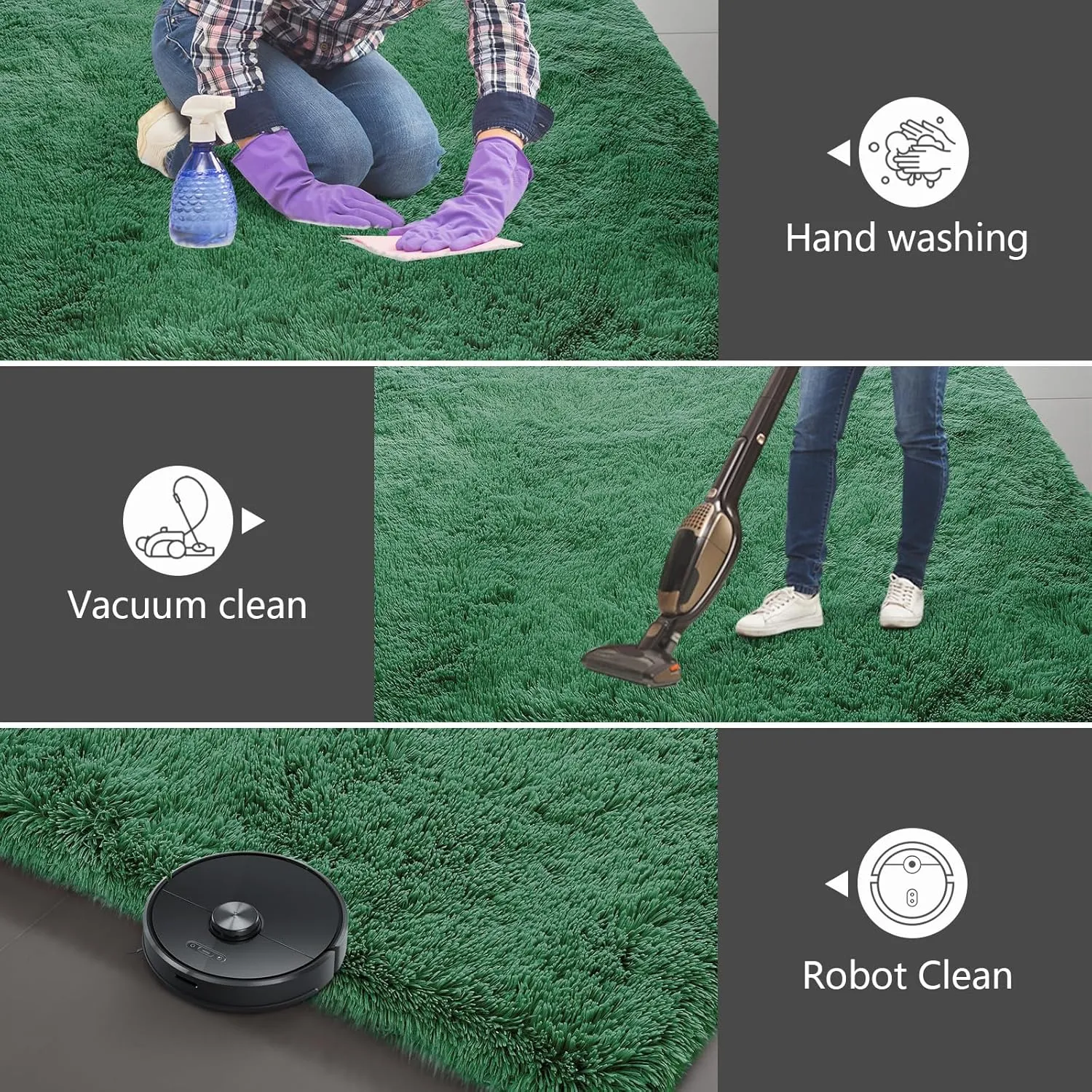 Shag Area Rugs for Bedroom Living Room,4X6 Ultra Soft Fluffy Area Rugs for Dorm, Indoor Carpet Nursery Rugs for Kids Room Home Decor,Dark Green