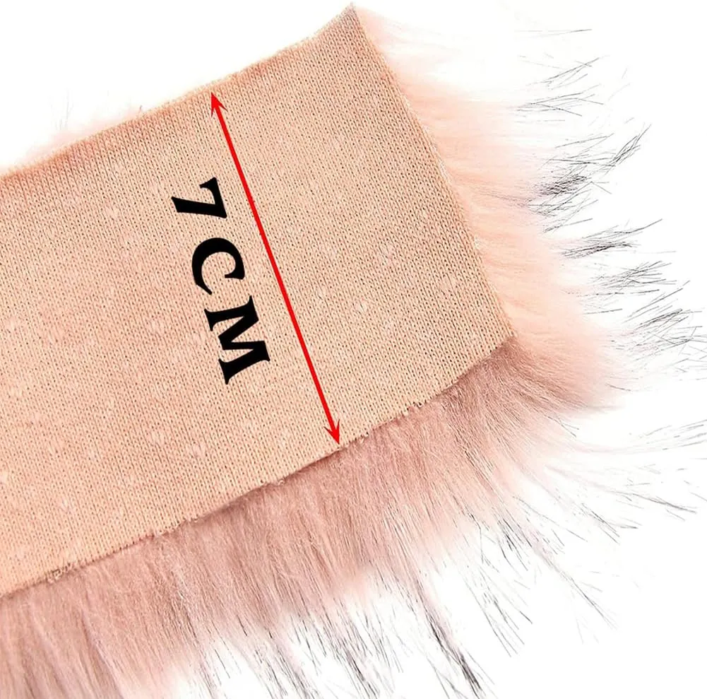 Shaggy Plush Faux Fur Fabric Precut Strips - Faux Fur Ribbon - Fluffy Fuzzy Fur Patches Fabric Trim - DIY Craft Fur for Gnomes Beard Hair Cosplay Costume Dwarf Decor Chair Cover - White,Brown
