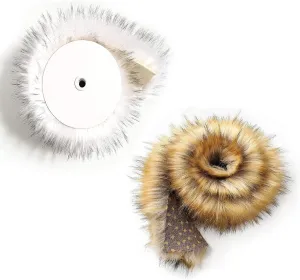 Shaggy Plush Faux Fur Fabric Precut Strips - Faux Fur Ribbon - Fluffy Fuzzy Fur Patches Fabric Trim - DIY Craft Fur for Gnomes Beard Hair Cosplay Costume Dwarf Decor Chair Cover - White,Brown