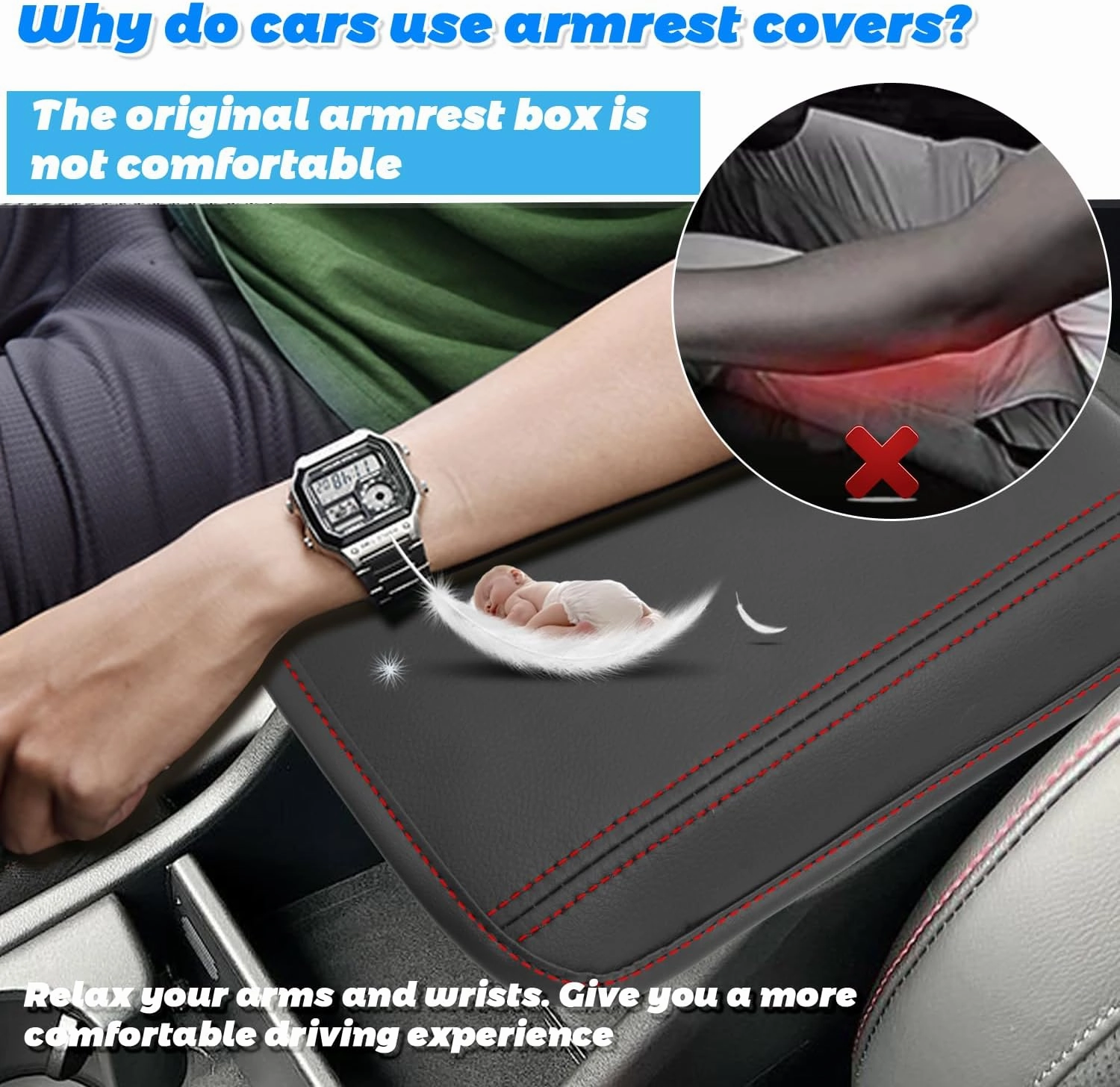 SHAOHAO for 2024 2025 Hyundai Kona Armrest Cover Compatible with 2024 2025 Hyundai Kona Accessories SE, SEL, N Line, Limited Center Console Cover 2024 2025 Kona SX2 Arm Rest Cover Soft Pad Protector