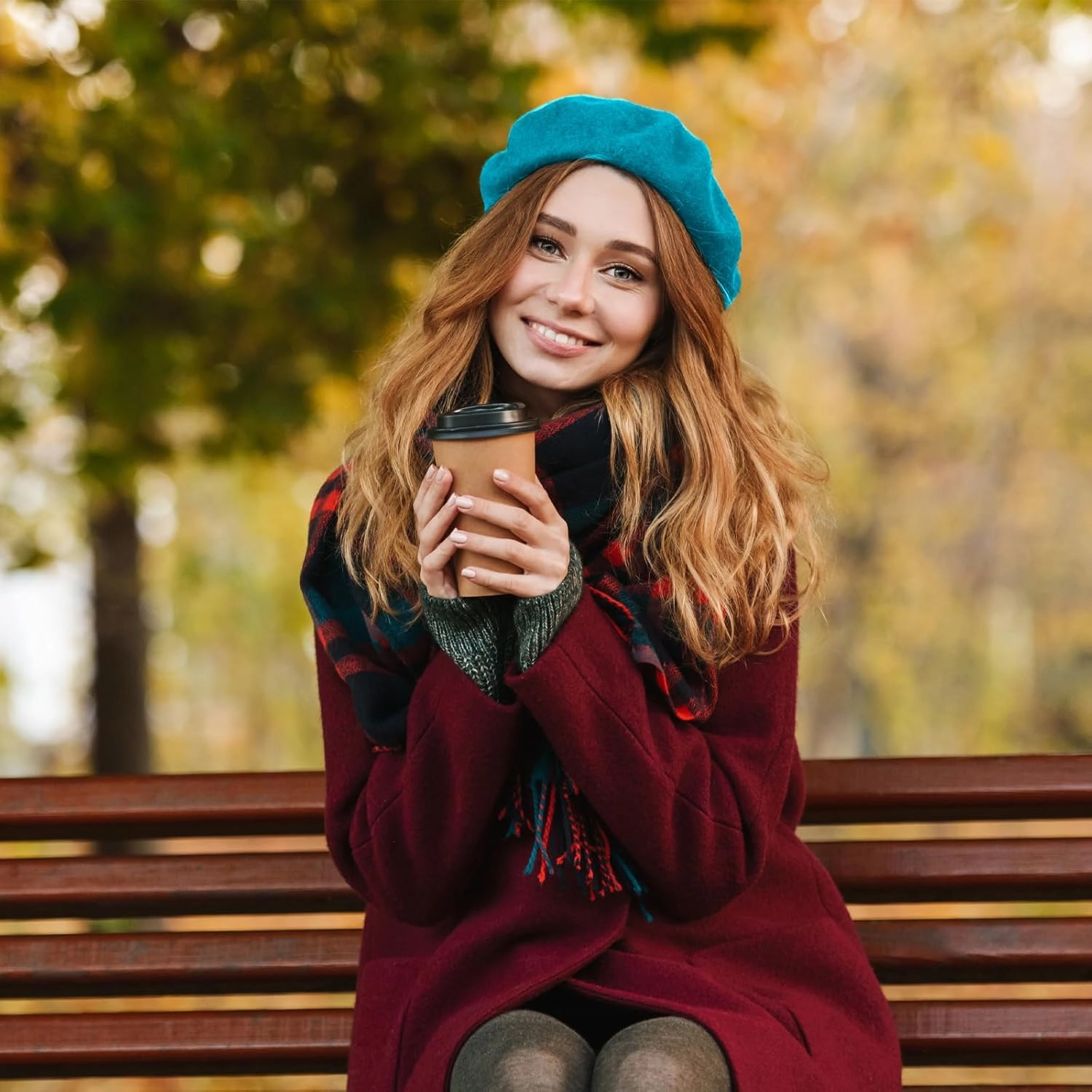 Shinymoon 48 Pcs Women Wool Beret Hat with Silky Scarf French Beret Bulk for Women Girls Winter