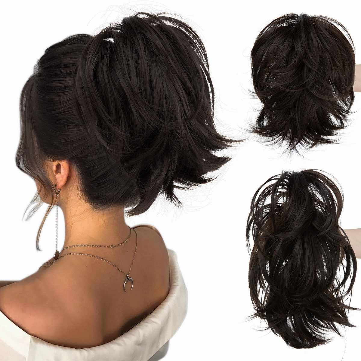 Short Ponytail Claw Curly Wigs Adjustable Fluffy Hair Extensions Wholesale