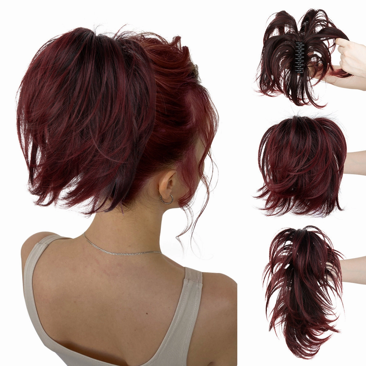 Short Ponytail Claw Curly Wigs Adjustable Fluffy Hair Extensions Wholesale
