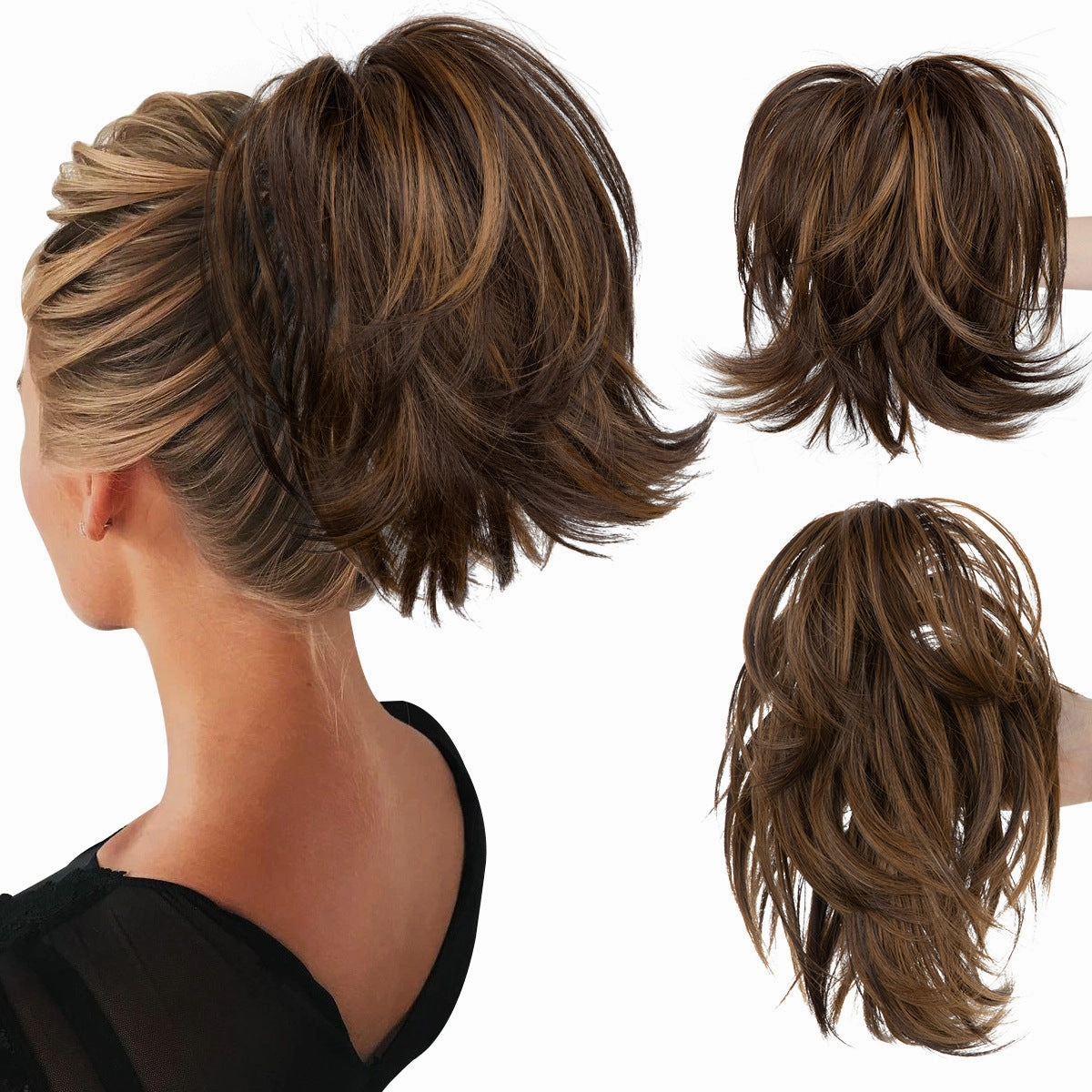 Short Ponytail Claw Curly Wigs Adjustable Fluffy Hair Extensions Wholesale