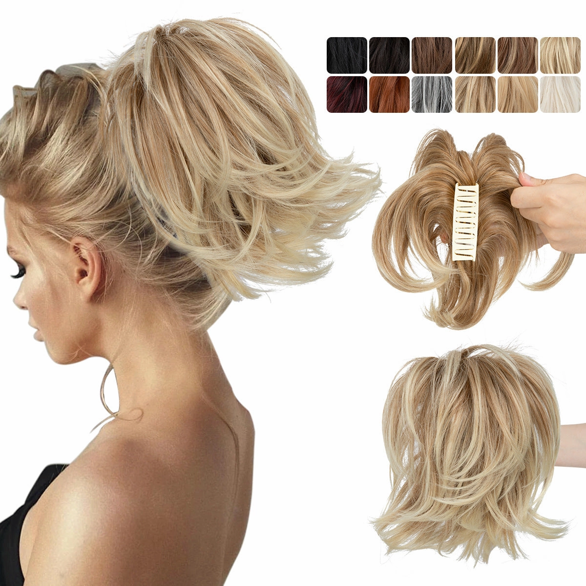 Short Ponytail Claw Curly Wigs Adjustable Fluffy Hair Extensions Wholesale