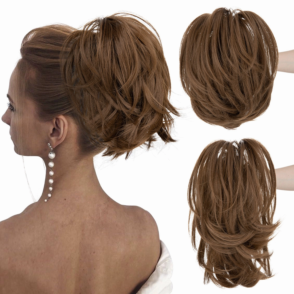 Short Ponytail Claw Curly Wigs Adjustable Fluffy Hair Extensions Wholesale