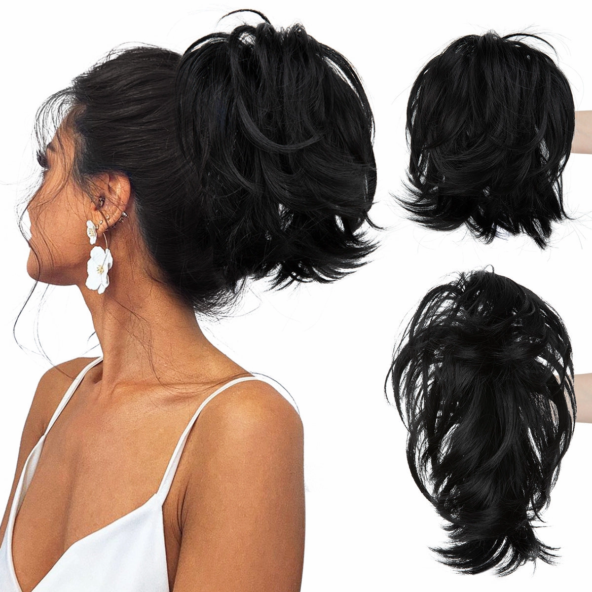 Short Ponytail Claw Curly Wigs Adjustable Fluffy Hair Extensions Wholesale
