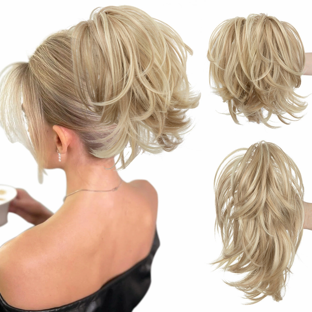 Short Ponytail Claw Curly Wigs Adjustable Fluffy Hair Extensions Wholesale