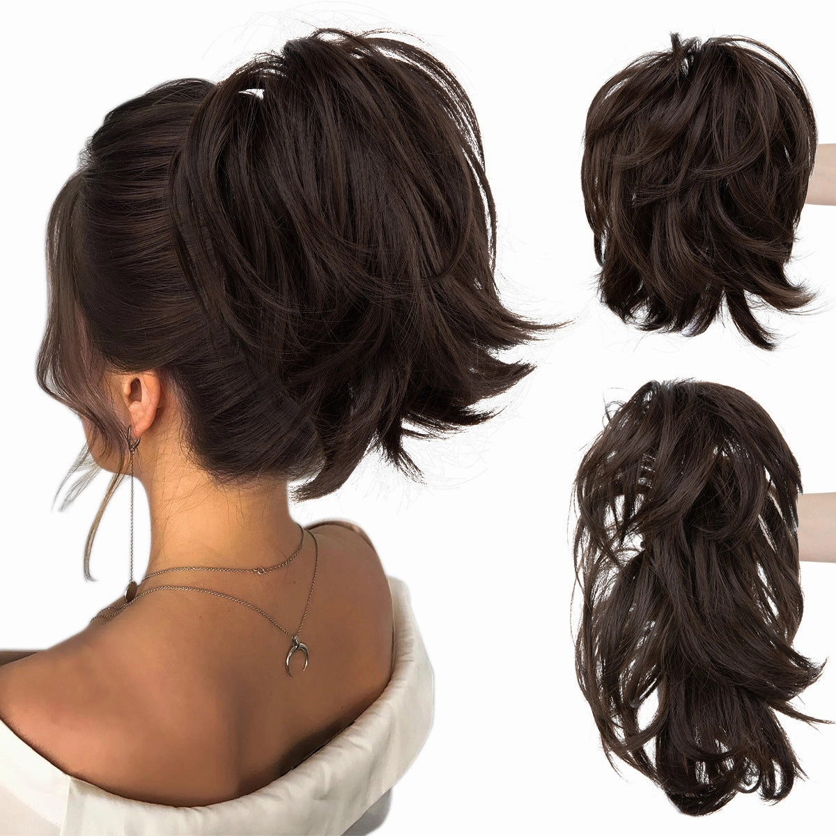 Short Ponytail Claw Curly Wigs Adjustable Fluffy Hair Extensions Wholesale