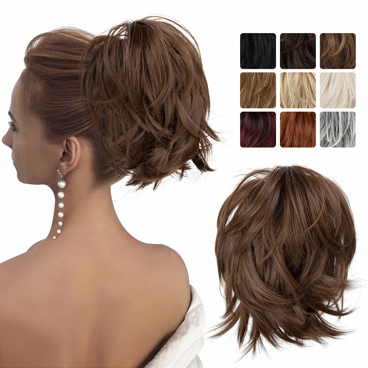 Short Ponytail Claw Curly Wigs Adjustable Fluffy Hair Extensions Wholesale