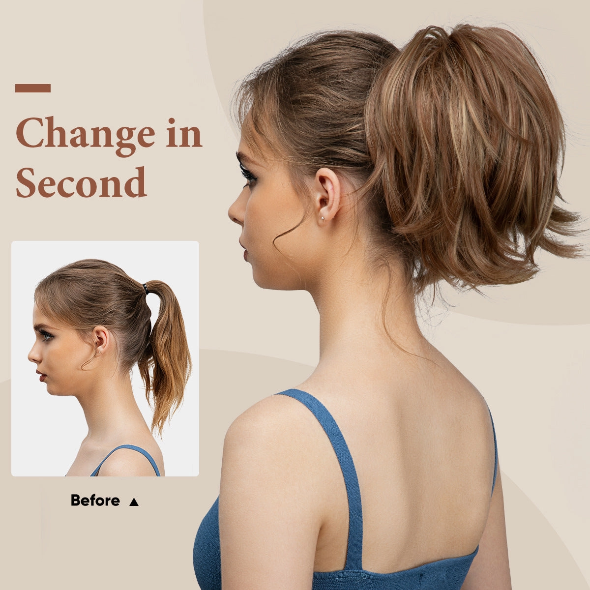 Short Ponytail Claw Curly Wigs Adjustable Fluffy Hair Extensions Wholesale