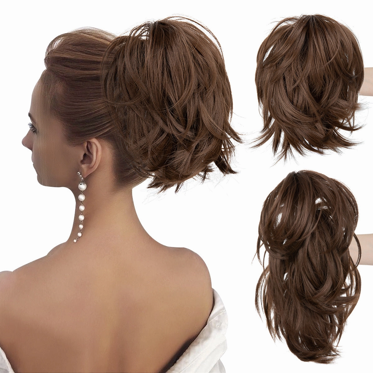Short Ponytail Claw Curly Wigs Adjustable Fluffy Hair Extensions Wholesale
