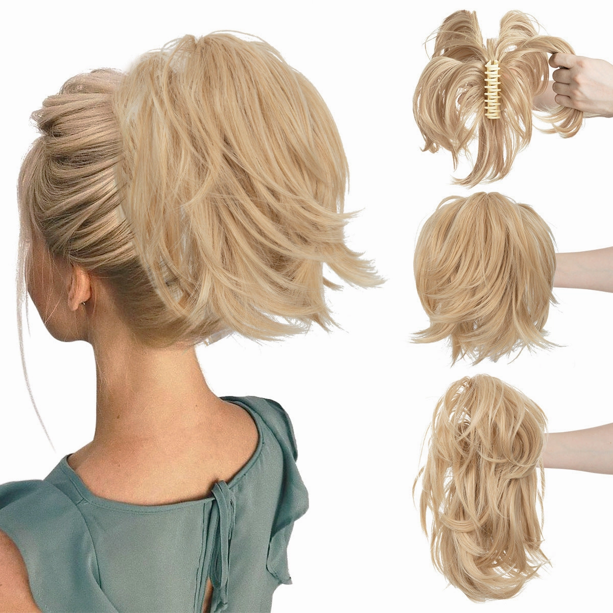 Short Ponytail Claw Curly Wigs Adjustable Fluffy Hair Extensions Wholesale