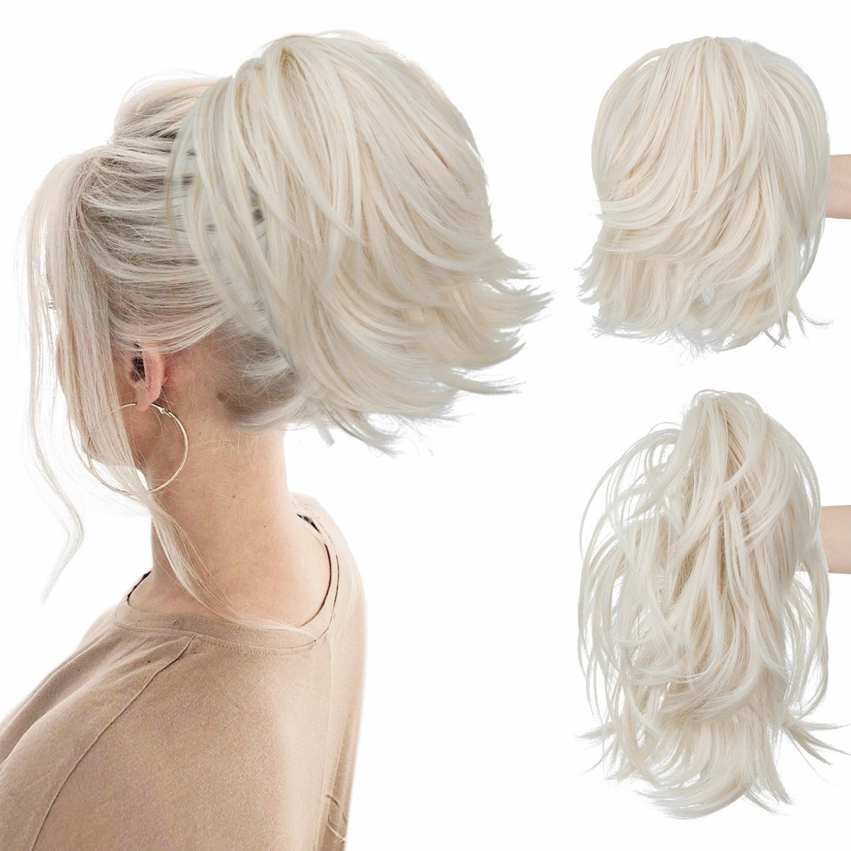 Short Ponytail Claw Curly Wigs Adjustable Fluffy Hair Extensions Wholesale