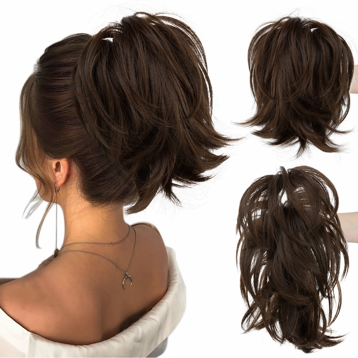 Short Ponytail Claw Curly Wigs Adjustable Fluffy Hair Extensions Wholesale