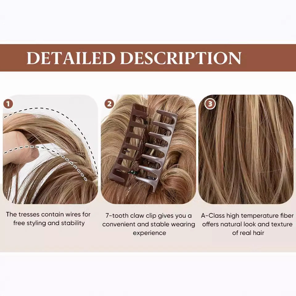 Short Ponytail Claw Curly Wigs Adjustable Fluffy Hair Extensions Wholesale