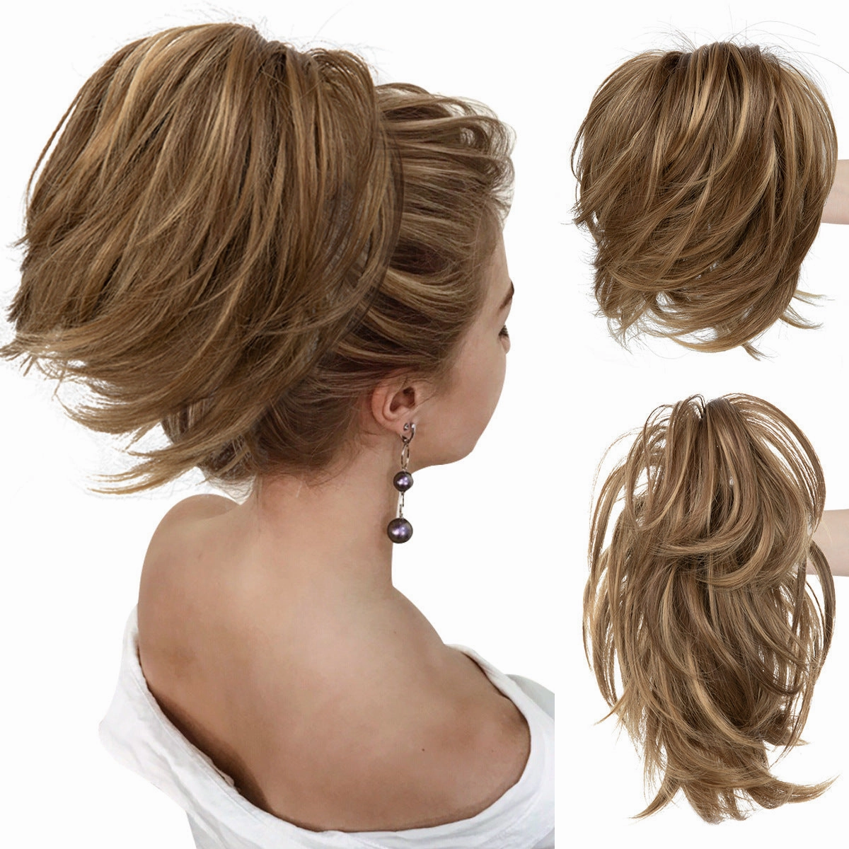 Short Ponytail Claw Curly Wigs Adjustable Fluffy Hair Extensions Wholesale