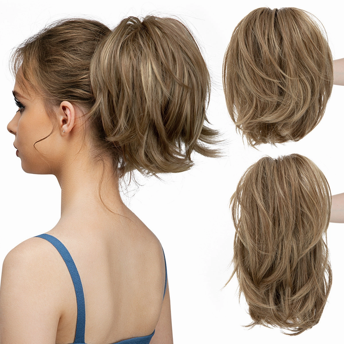 Short Ponytail Claw Curly Wigs Adjustable Fluffy Hair Extensions Wholesale