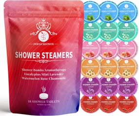 Shower Steamers Aromatherapy, 18-Pack Shower Bombs, Gifts for Women Mom Her Daughter Wife, Organic Eucalyptus Mint Rose Lavender Chamomile Watermelon Essential Oil, Fathers Day Birthday Gifts for Men