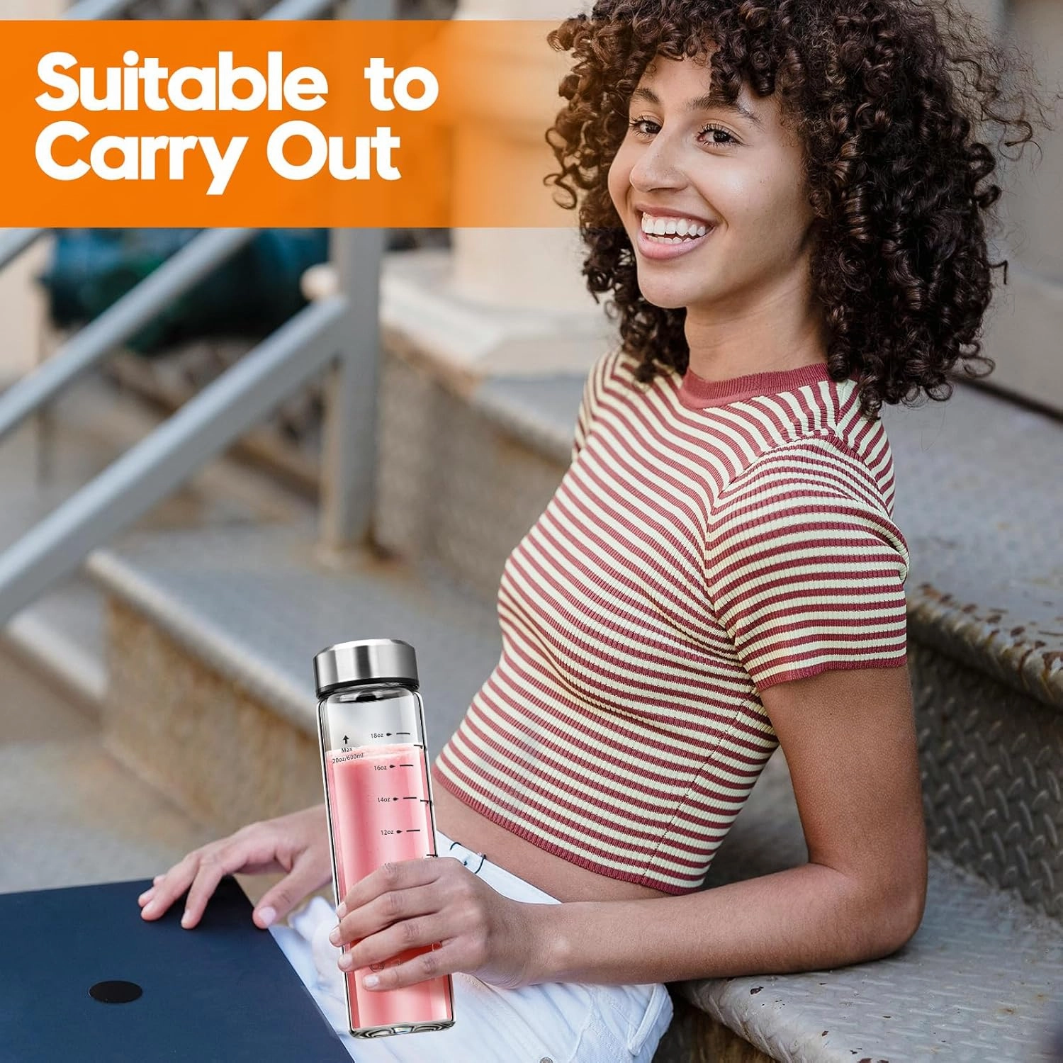 SIEROZUR Glass Juice Bottles 16 oz-4 Pack Leak Proof Wide Mouth Water Bottle with Stainless Steel Lid & Sleeve - for Juicing, Smoothies, Infused Water, Beverage Storage, Eco-Friendly Borosilicate