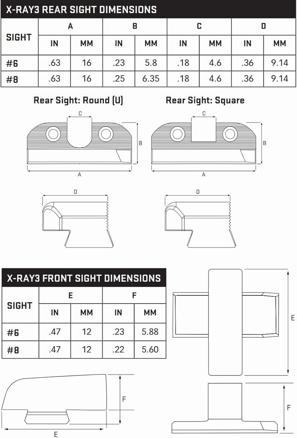 SIG SAUER X-RAY3 Enhanced Visibility 3-Dot Tritium Day/Night Pistol Sights | High-Contrast Green Front Sight & Blacked-Out Rear Sight, Compatible with Sig Sauer Pistols