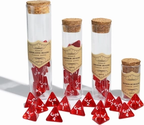 SIXPOINTS 24PCS Red D4 Dice Bulk Cone Transparent 4 Sided 0.8 Inch Dice Sets for a Dungeon and Dragons Themed Healing Potion,Mini Role Playing for Board Table RPG,D&D Gaming Games Toys