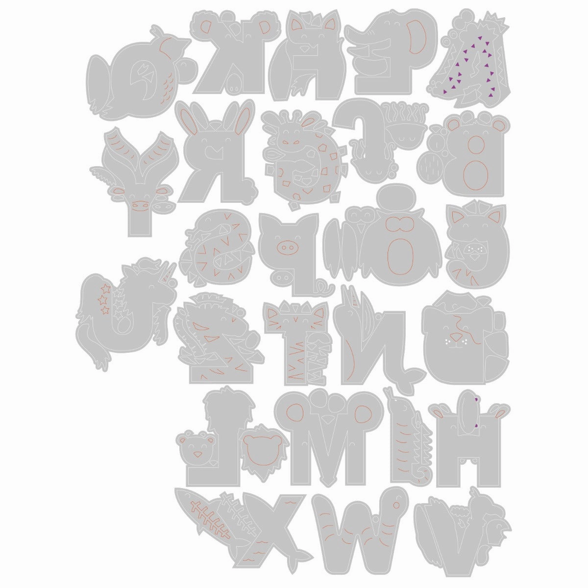 Sizzix Thinlits Die Set 26PK - Animal Alphabet