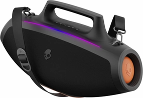 Skullcandy Barrel Bluetooth Boombox Speaker – Water-Resistant Wireless Portable Speaker, with LED Lightshow Mode, 12 Hour Battery, Multi-Link, & USB-C & USB-A Output Charging