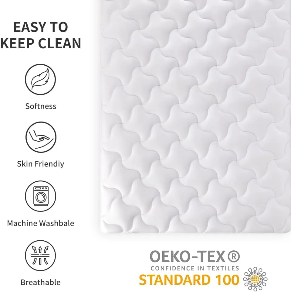 SLEEP ZONE Cooling Mattress Topper Queen Mattress Pad, Quilted Fitted Mattress Cover, Machine Washable, Soft Fluffy Down Alternative, Deep Pocket 8~21 inch (White, Queen)