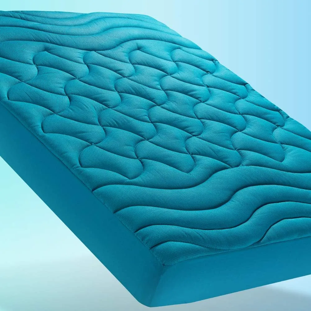 SLEEP ZONE Cooling Queen Mattress Pad, Premium Zoned Quilted Fitted Mattress Topper, Elastic Mattress Protector Cover, Machine Wash Durable, Deep Pocket 8-21 inch, Teal, Queen