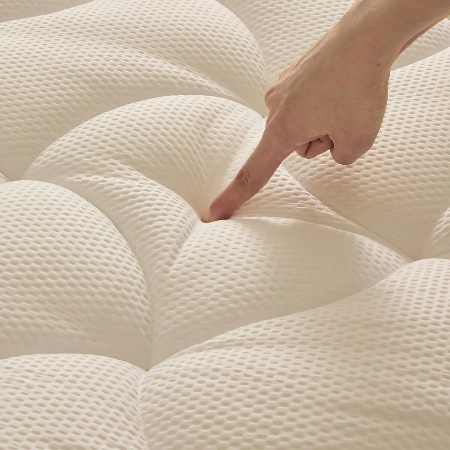 SLEEP ZONE King Size Cooling Mattress Topper, Premium Zoned Cool Mattress Pad Cover, Padded Mattress Protector Breathable Washable, Deep Pocket 8-21" (Beige, King)