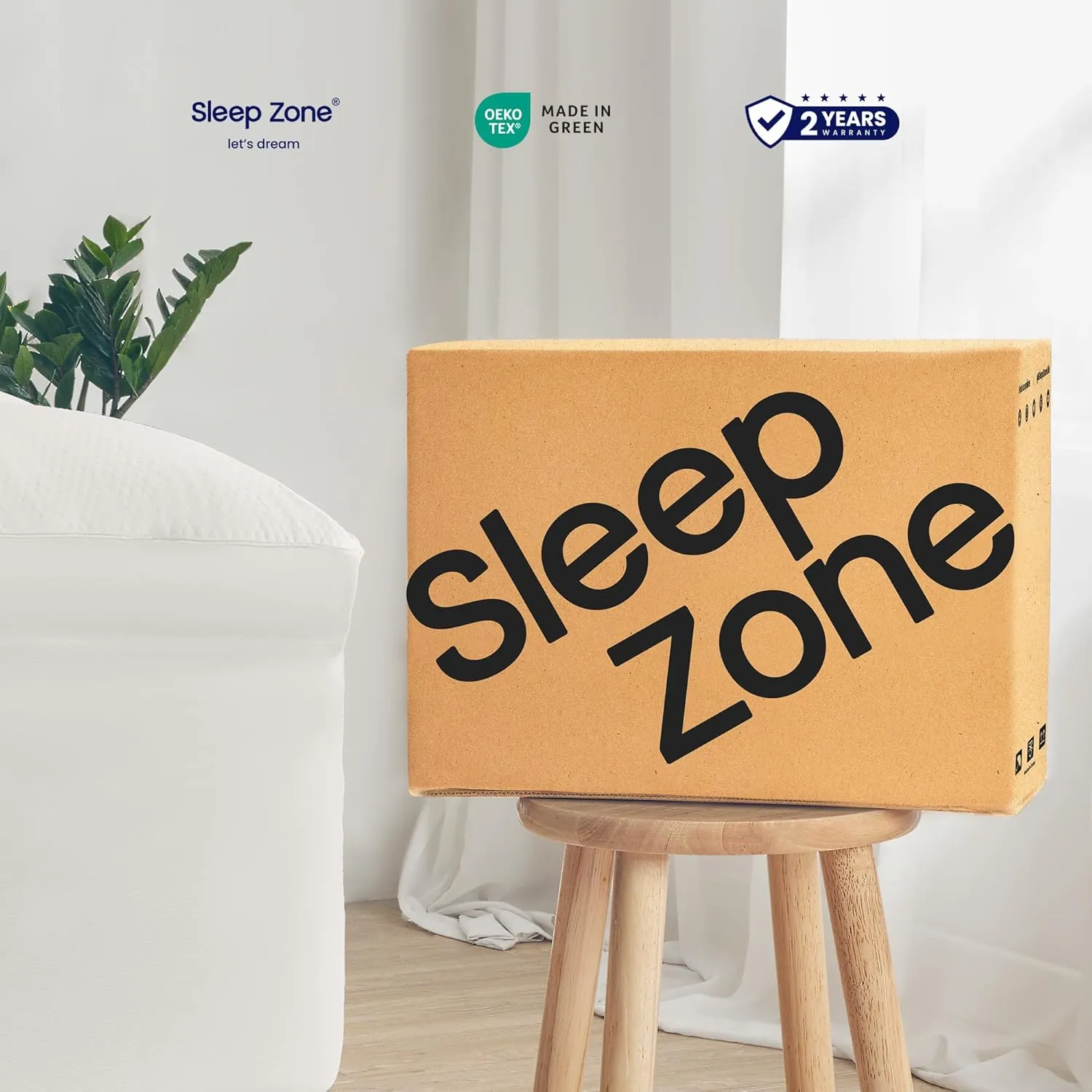 SLEEP ZONE Mattress Topper Queen Size, Extra Thick Fitted Mattress Pad for Back Pain, Plush and Support Mattress Cover, Deep Pockets Mattress Protector, Hotel Quality (White, Queen)