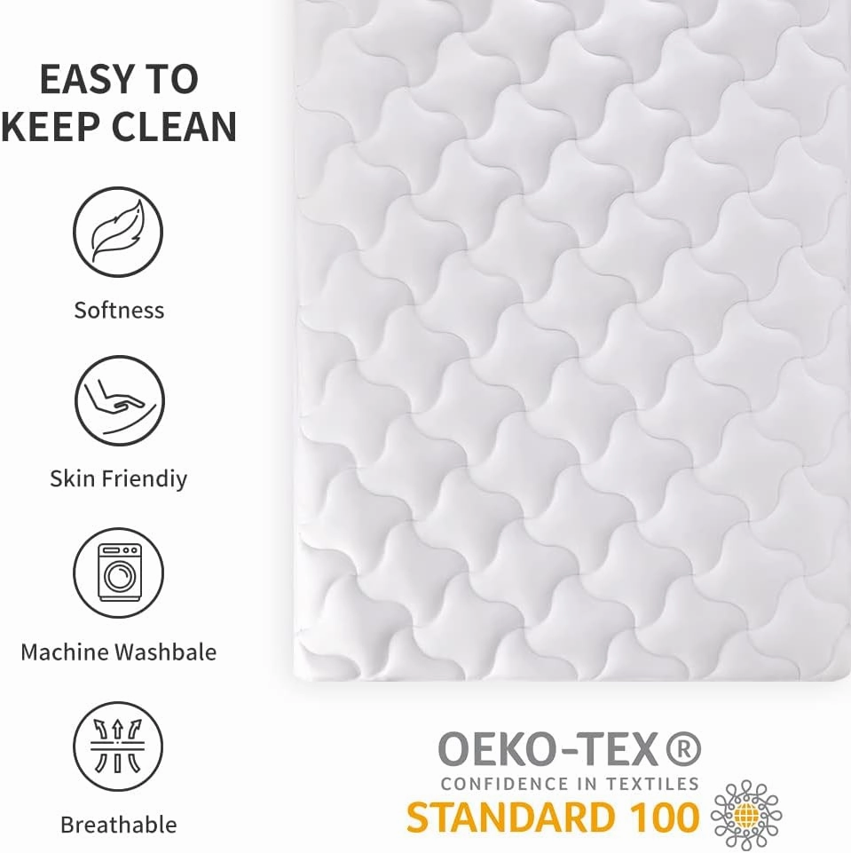 SLEEP ZONE Cooling Mattress Topper, King, White, Machine Washable, Deep Pocket, 120gsm Microfiber, Nanotex Cooling Fabric, 8-21 inch