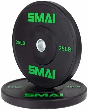 SMAI HD Bumper Plates - Ideal for Cross-Training, Weightlifting, Fitness, Strength Gym Weights. Stainless Steel Inserts, Quality Rubber. Set of 2 for Versatile Workouts.