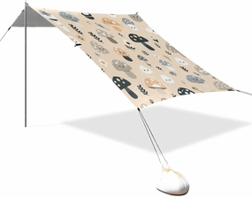 Smiling Mushrooms Beach Tent Sun Shelter Set, UPF50  UV Protection 10.5 x 9.19 FT Camping Shade Canopy with Sandbags, Sand Anchors, Carrying Bag, and Others