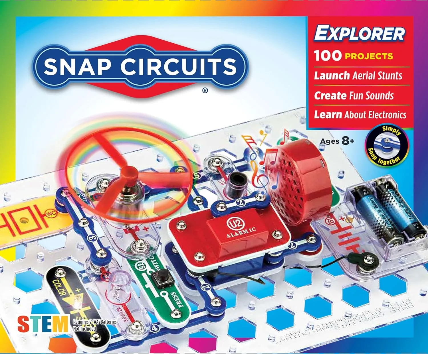 Snap Circuits Jr. SC-100 Electronics Exploration Kit, Over 100 Projects, Full Color Project Manual, 28 Parts, STEM Educational Toy for Kids 8  