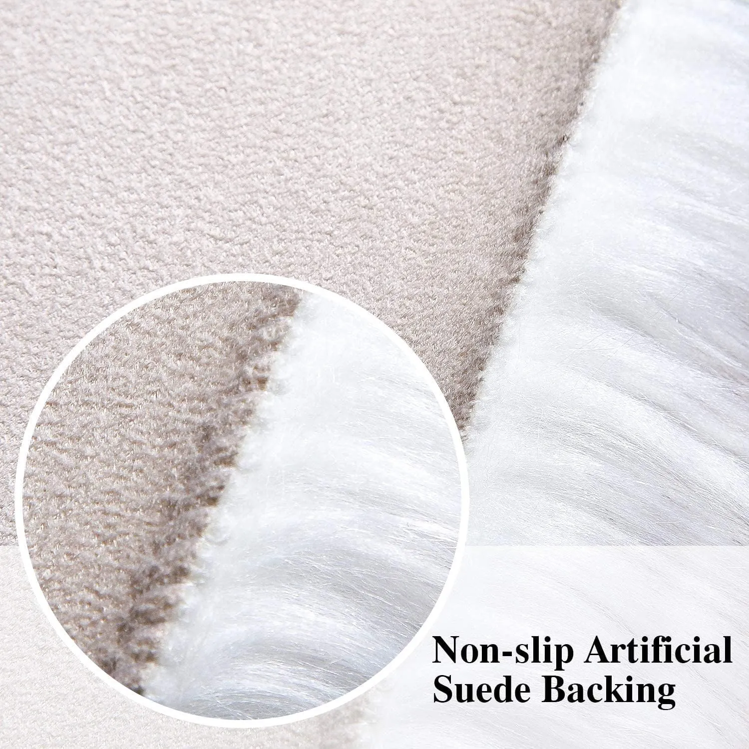 Softlife Square Faux Fur Sheepskin Chair Cover Seat Cushion Pad Super Soft Area Rugs for Living Bedroom Sofa (1.6ft x 1.6ft, White, pack of 2)