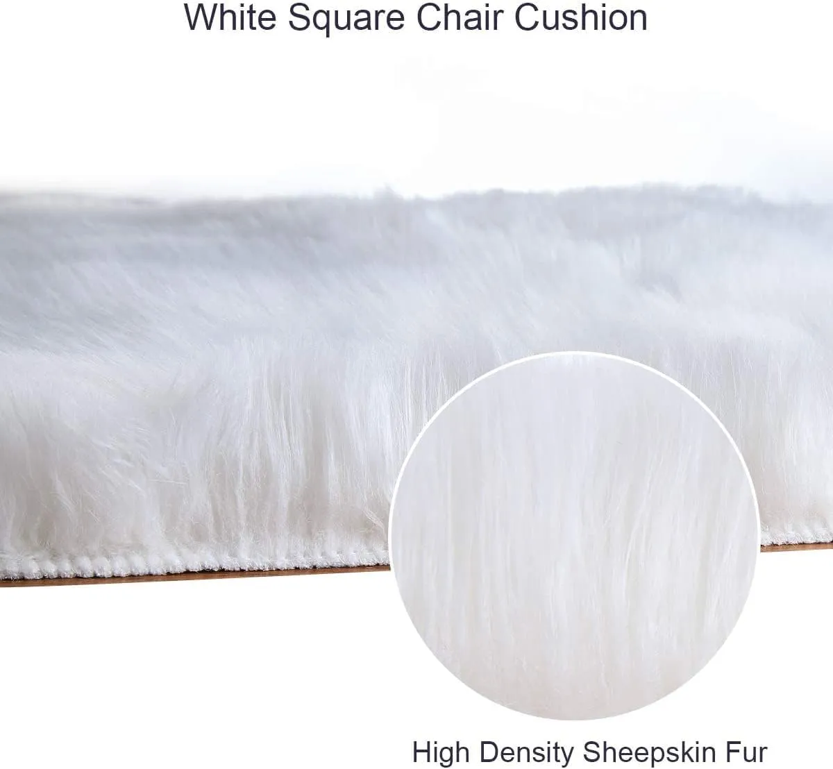 Softlife Square Faux Fur Sheepskin Chair Cover Seat Cushion Pad Super Soft Area Rugs for Living Bedroom Sofa (1.6ft x 1.6ft, White, pack of 2)