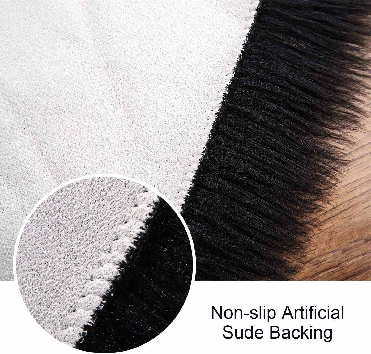 Softlife Black Faux Fur Sheepskin Chair Cover Seats Cushion Pad Super Soft Area Rugs for Living Bedroom Sofa Dorm (1.6ft x 1.6ft)