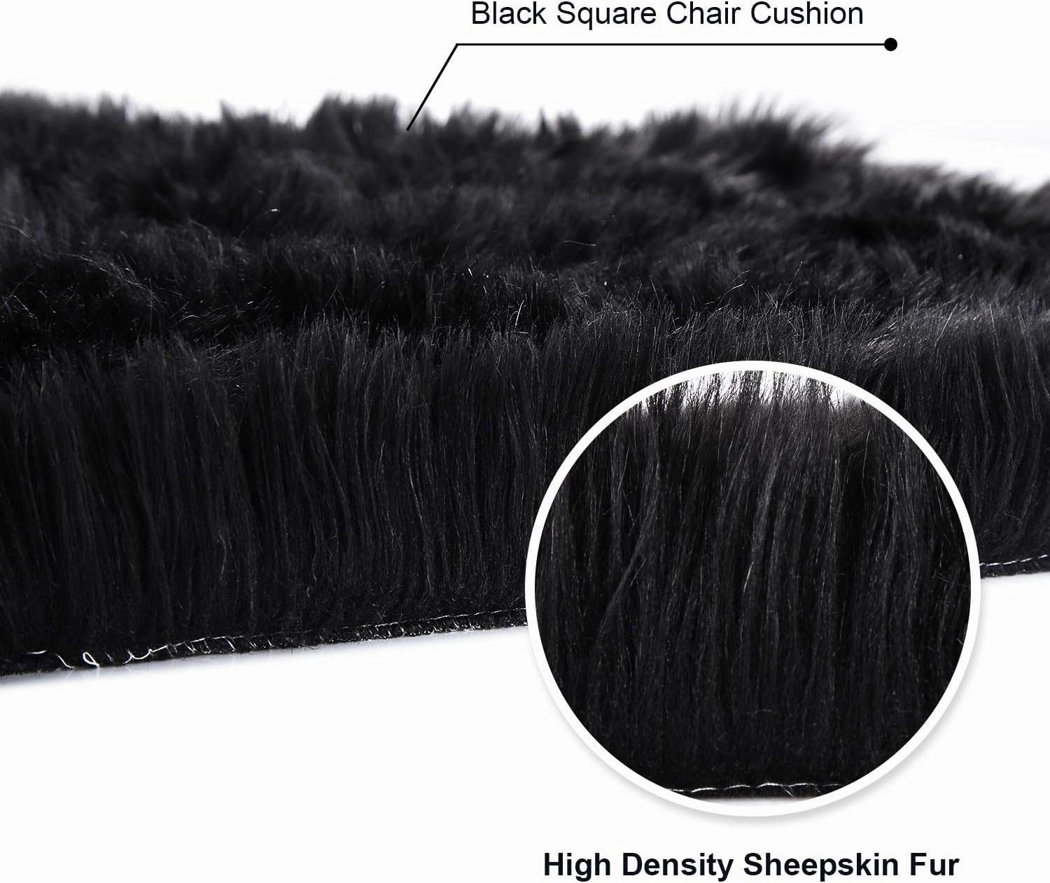 Softlife Black Faux Fur Sheepskin Chair Cover Seats Cushion Pad Super Soft Area Rugs for Living Bedroom Sofa Dorm (1.6ft x 1.6ft)
