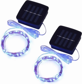 Solar Mini Teeny Tiny Lights,Starry String Light for Garden Fairy,Tree,Railing,Arbor,Fence,16 Feet 50LEDs,2 Pack,Blue