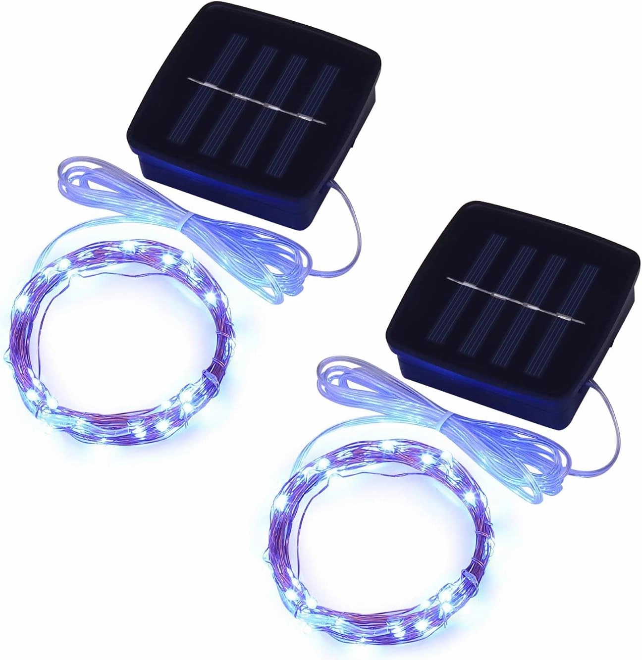 Solar Mini Teeny Tiny Lights,Starry String Light for Garden Fairy,Tree,Railing,Arbor,Fence,16 Feet 50LEDs,2 Pack,Blue