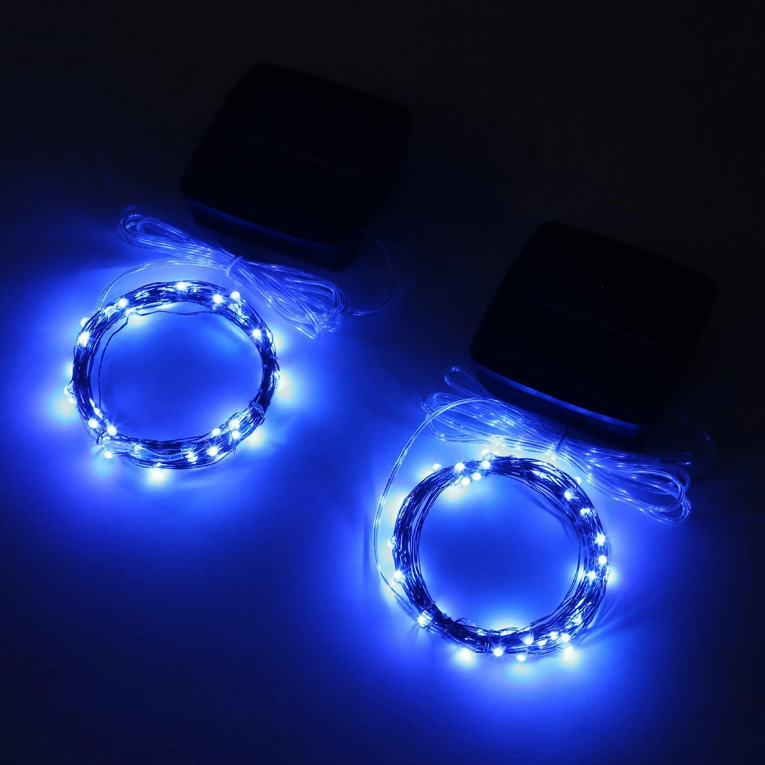 Solar Mini Teeny Tiny Lights,Starry String Light for Garden Fairy,Tree,Railing,Arbor,Fence,16 Feet 50LEDs,2 Pack,Blue