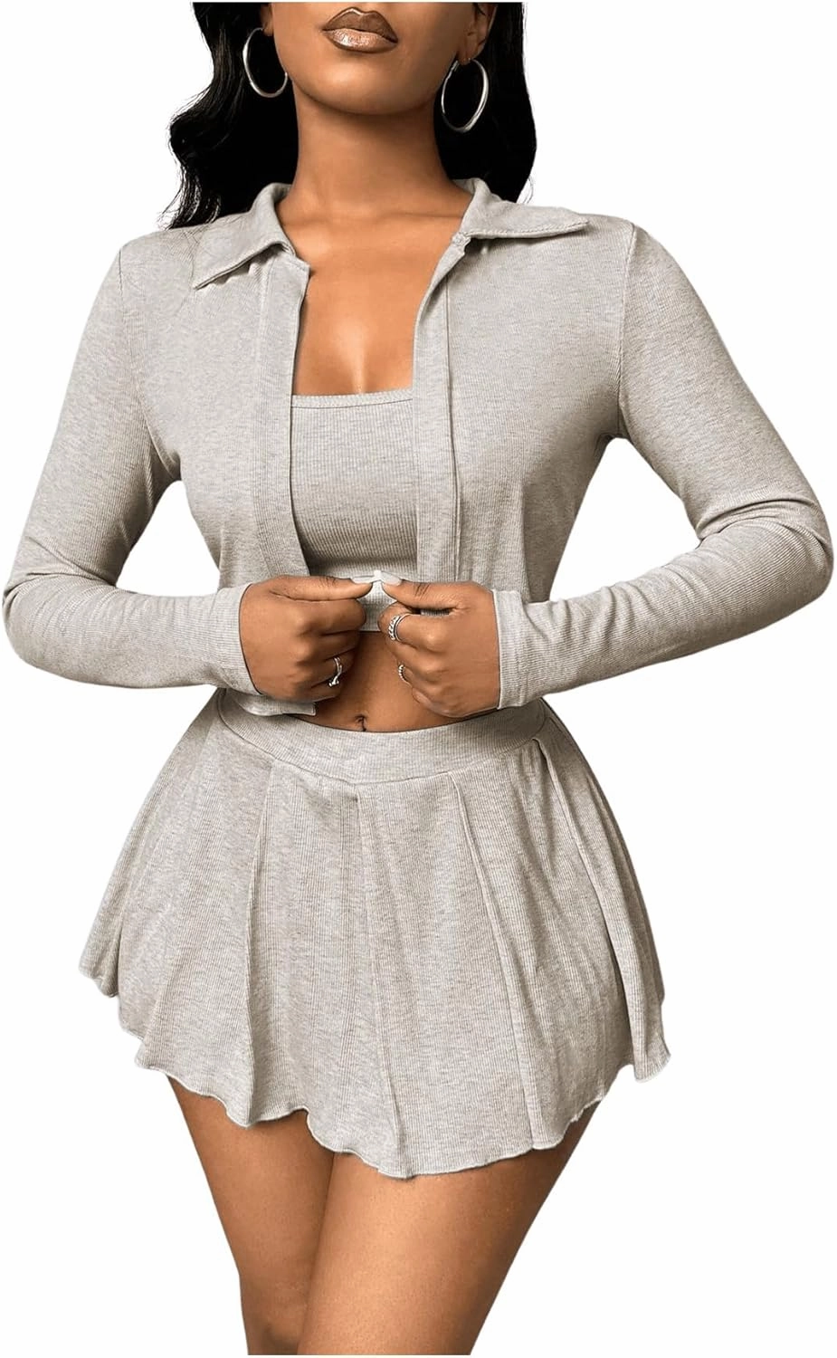 SOLY HUX Women's Tennis Mini Skirt Sets 3 Piece Skirt with Shorts Underneath Rave Sexy Club Outfits Skort Sets